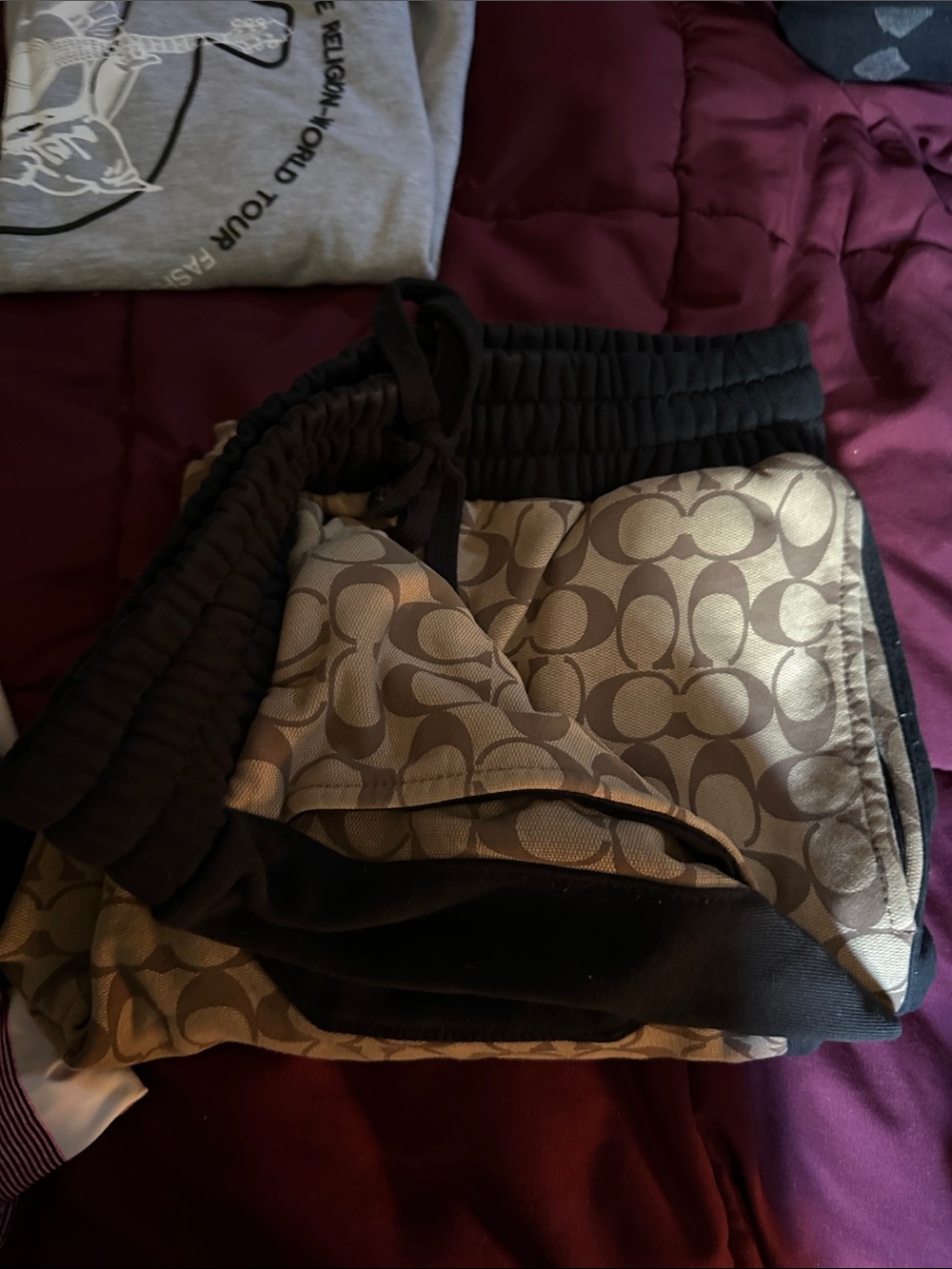 Coach Brown Patterned Joggers with Black Accents